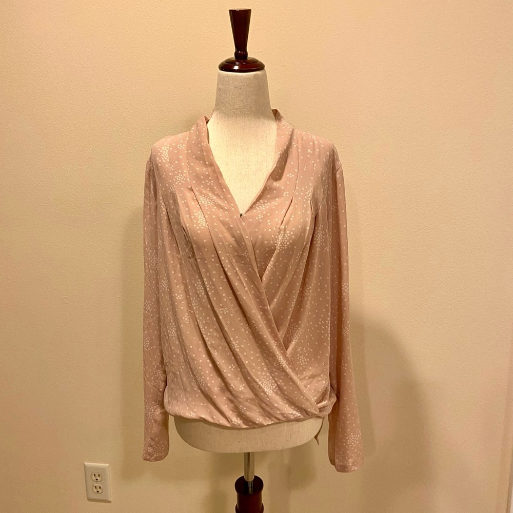 Ann Taylor Blush/soft pink drape blouse (size XS). Brand new with tag